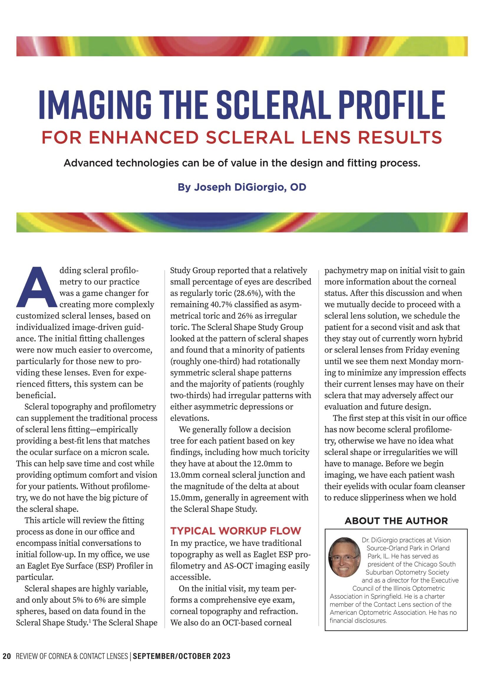 Imaging the Scleral Profile for Enhanced Scleral Lens Results By Joseph DiGiorgio, OD. PG 1